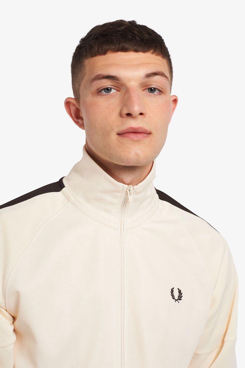 White Fred Perry Panelled Track Men's Jackets | PH 1226SGLO